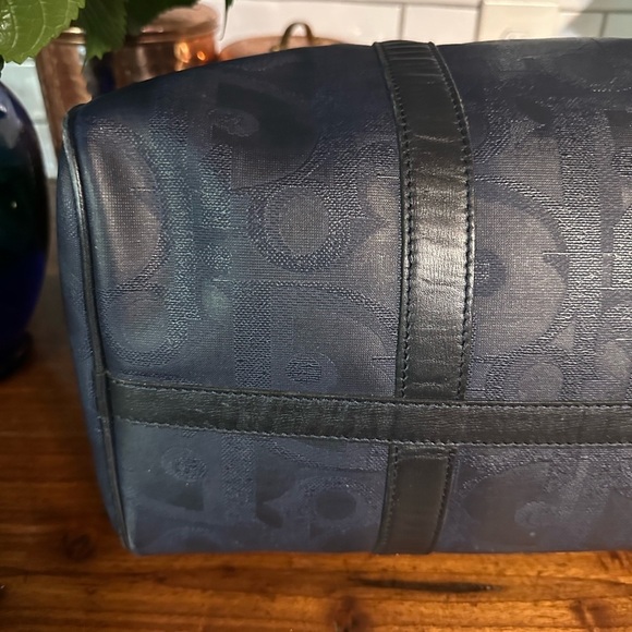 Christian Dior top handle bag. Huge. Vintage. Diorissimo leather and canvas - Picture 8 of 14